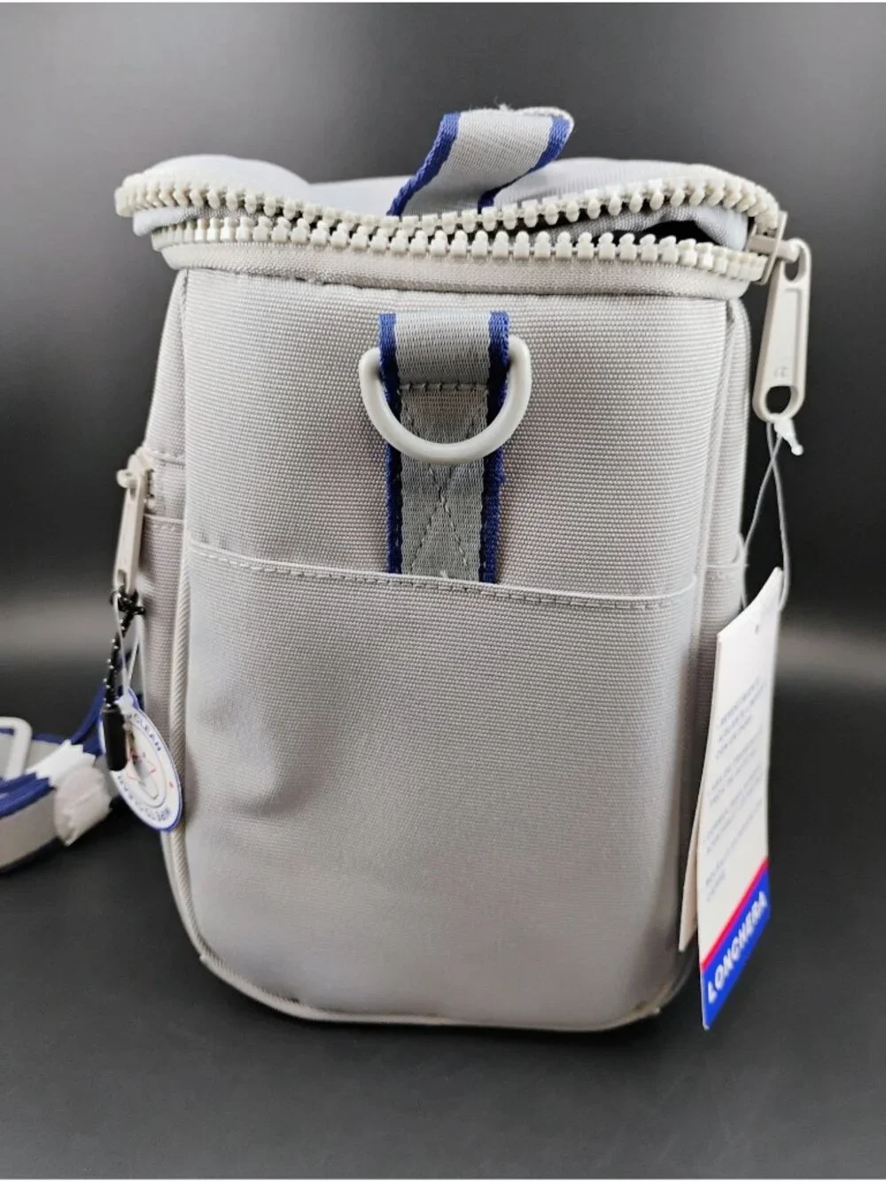 Champion Gray Insulated Lunch Box With Adjustable Strap Front Zipper Pocket